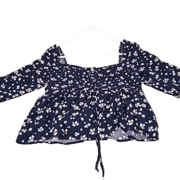 Almost Famous Tops - Almost Famous  Blue floral shirt tie on front‎